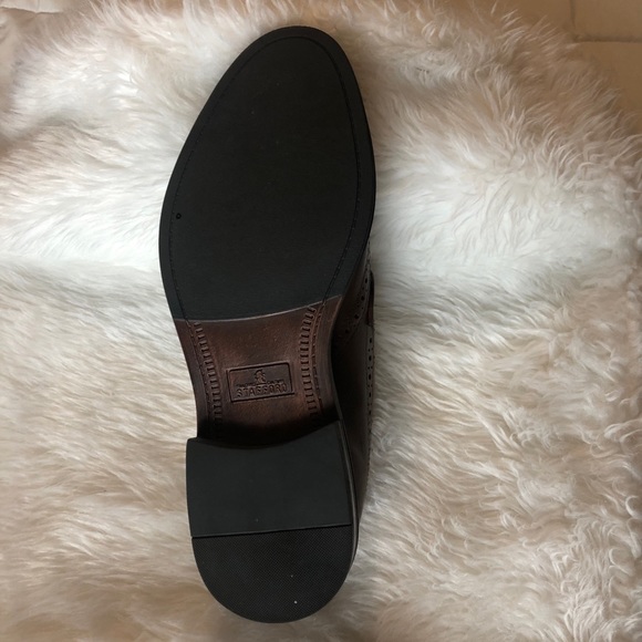 Stafford Mens Shoes Brown Leather Wingtip Derby - Picture 4 of 4